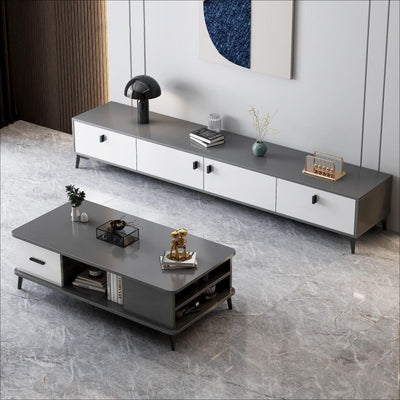 Modern Minimalist Rectangular Artificial Board TV Stand 4-Drawer For Living Room