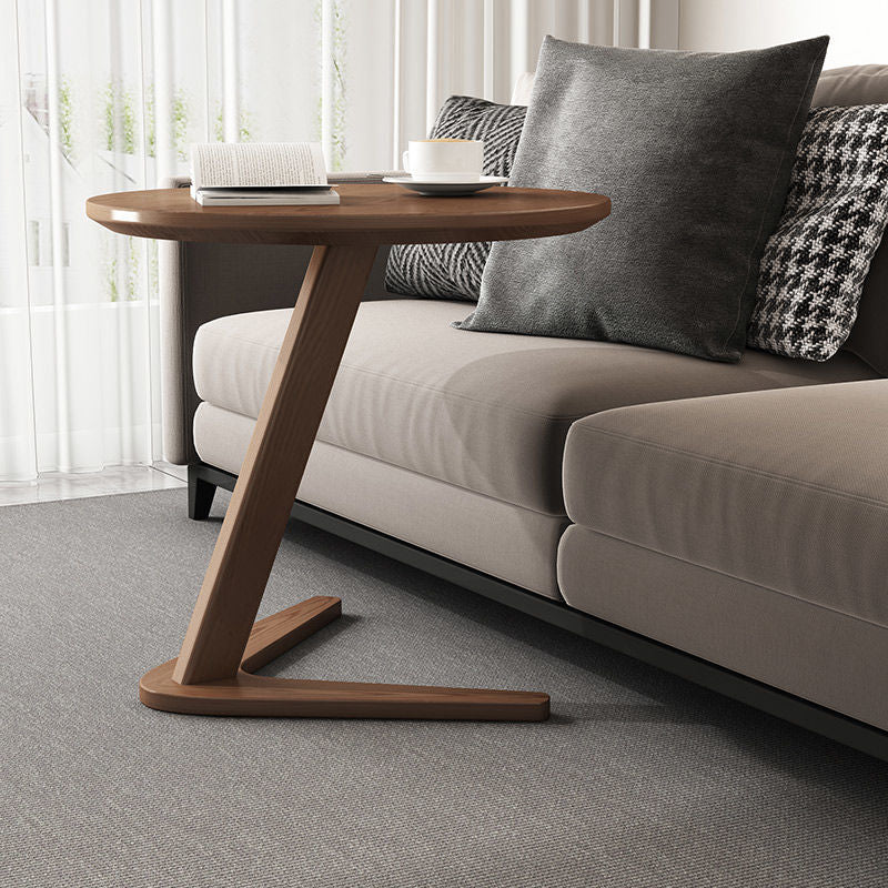 Modern Minimalist Round Rubberwood Side Table 1-Tier For Living Room