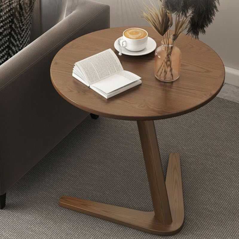 Modern Minimalist Round Rubberwood Side Table 1-Tier For Living Room