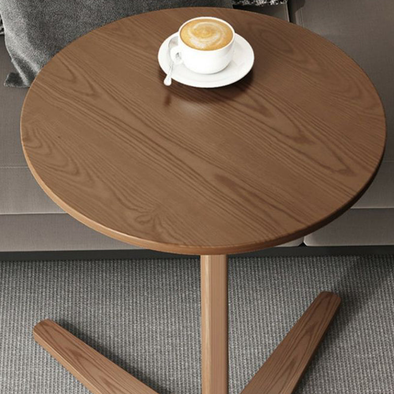 Modern Minimalist Round Rubberwood Side Table 1-Tier For Living Room