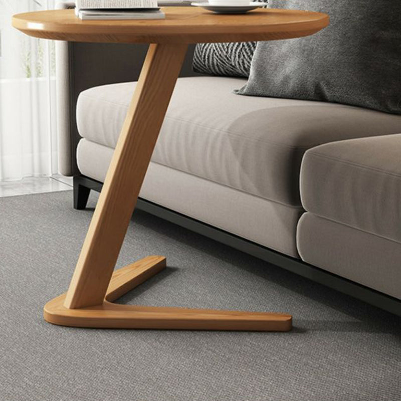 Modern Minimalist Round Rubberwood Side Table 1-Tier For Living Room
