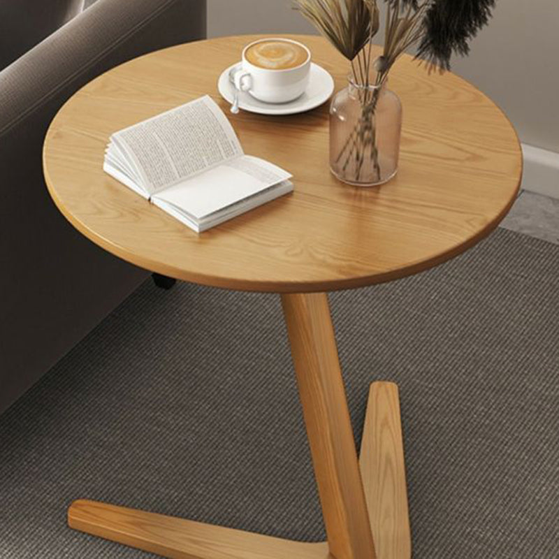 Modern Minimalist Round Rubberwood Side Table 1-Tier For Living Room