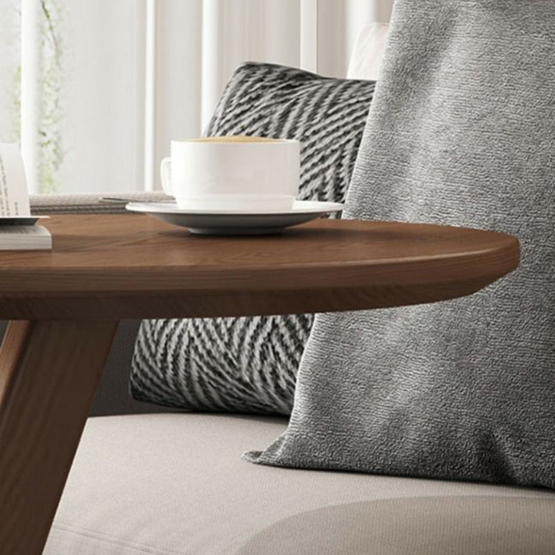 Modern Minimalist Round Rubberwood Side Table 1-Tier For Living Room
