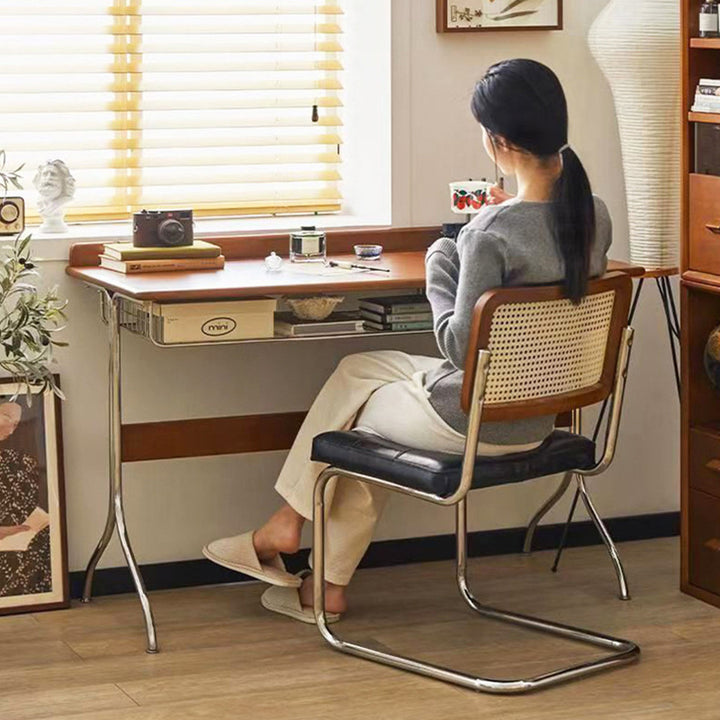 Traditionelle Vintage Rechteckige Kiefernholz Edelstahl Schreibtische mit 1 Schublade für das Home Office 