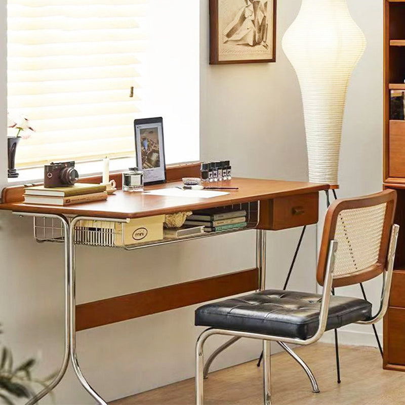 Traditionelle Vintage Rechteckige Kiefernholz Edelstahl Schreibtische mit 1 Schublade für das Home Office 