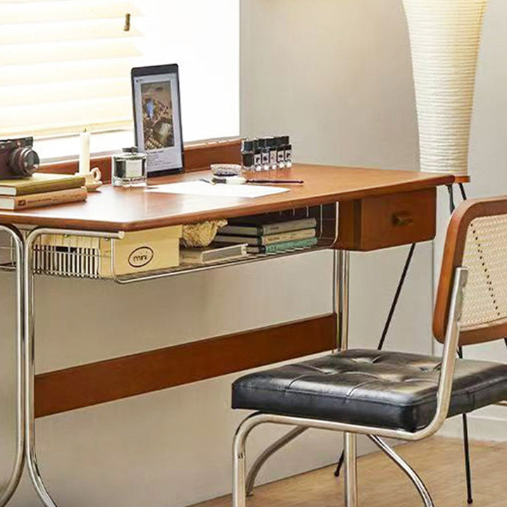 Traditionelle Vintage Rechteckige Kiefernholz Edelstahl Schreibtische mit 1 Schublade für das Home Office 