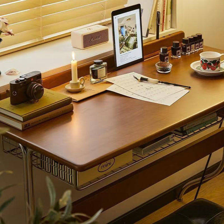 Traditionelle Vintage Rechteckige Kiefernholz Edelstahl Schreibtische mit 1 Schublade für das Home Office 