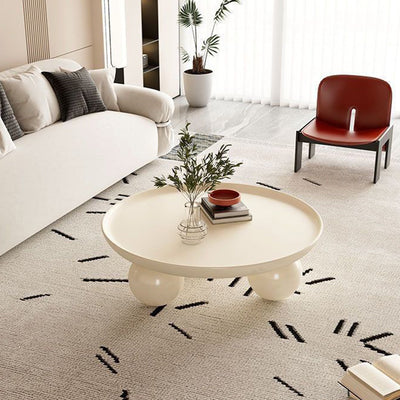Modern Minimalist Round Iron Coffee Table 1-Tier For Living Room