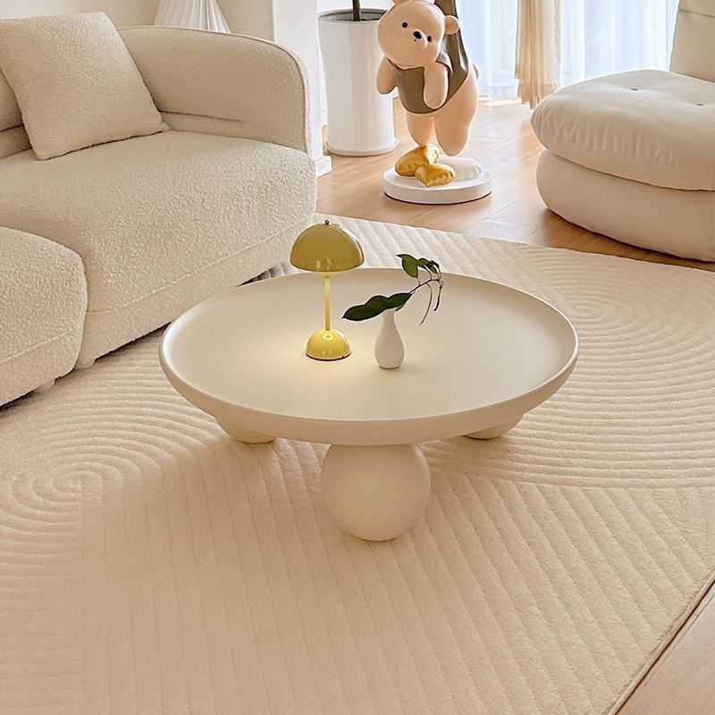 Modern Minimalist Round Iron Coffee Table 1-Tier For Living Room