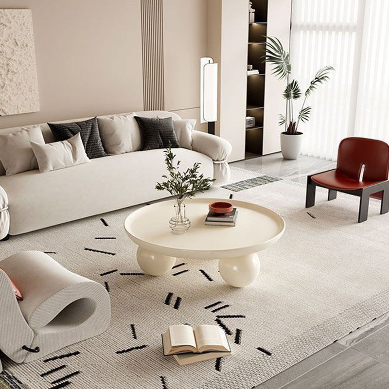 Modern Minimalist Round Iron Coffee Table 1-Tier For Living Room