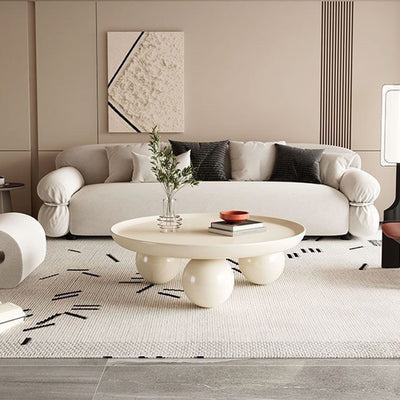 Modern Minimalist Round Iron Coffee Table 1-Tier For Living Room