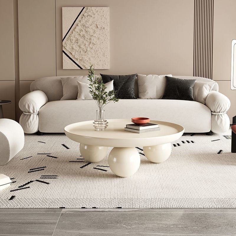 Modern Minimalist Round Iron Coffee Table 1-Tier For Living Room