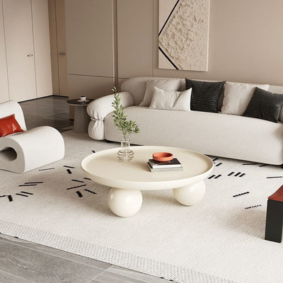 Modern Minimalist Round Iron Coffee Table 1-Tier For Living Room