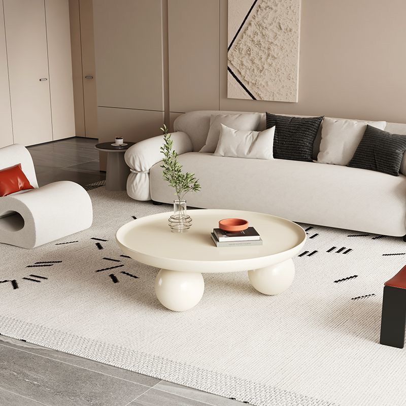 Modern Minimalist Round Iron Coffee Table 1-Tier For Living Room