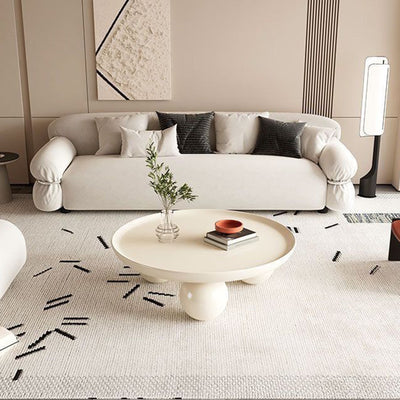 Modern Minimalist Round Iron Coffee Table 1-Tier For Living Room