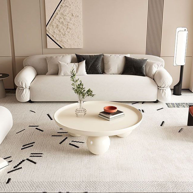 Modern Minimalist Round Iron Coffee Table 1-Tier For Living Room