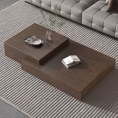 Modern Minimalist Rectangle Sintered Stone Solid Wood Multi-layer Board Coffee Table 4-Drawer For Living Room