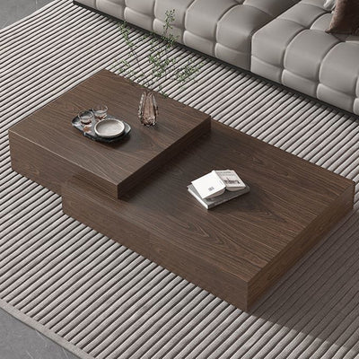 Modern Minimalist Rectangle Sintered Stone Solid Wood Multi-layer Board Coffee Table 4-Drawer For Living Room
