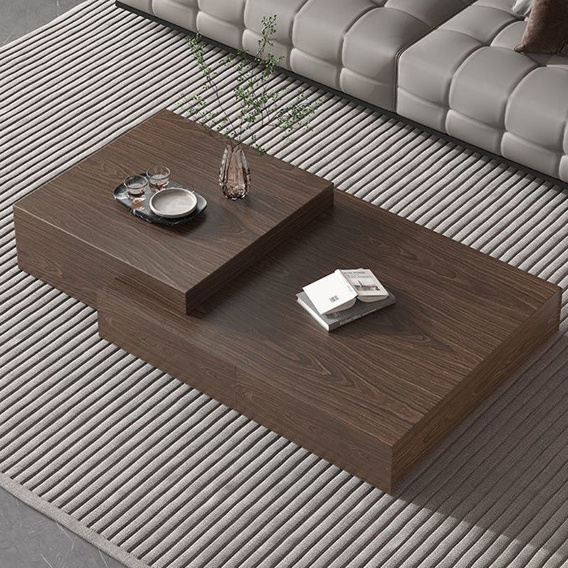 Modern Minimalist Rectangle Sintered Stone Solid Wood Multi-layer Board Coffee Table 4-Drawer For Living Room