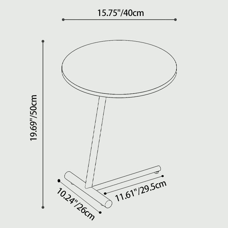 Modern Minimalist Round Sintered Stone Iron Side Table 1-Tier For Living Room