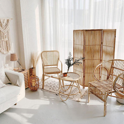 Contemporary Simplicity Round Rattan Weaving End Table 1-Tier For Living Room