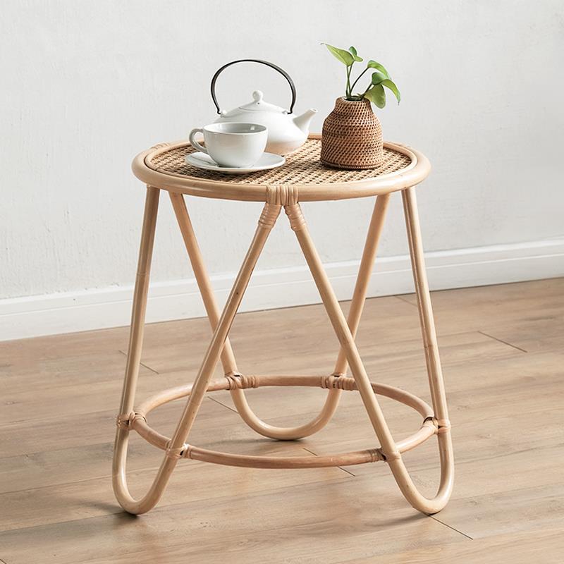 Contemporary Simplicity Round Rattan Weaving End Table 1-Tier For Living Room