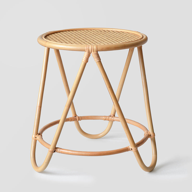 Contemporary Simplicity Round Rattan Weaving End Table 1-Tier For Living Room