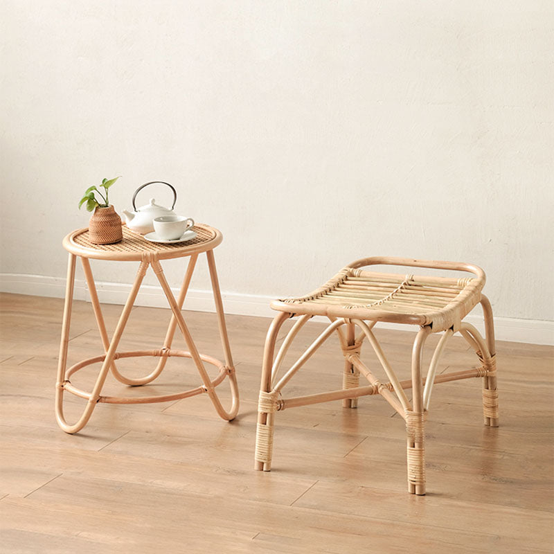 Contemporary Simplicity Round Rattan Weaving End Table 1-Tier For Living Room