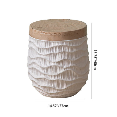 Modern Art Deco Round Magnesium Oxide Side Table 1-Tier For Living Room