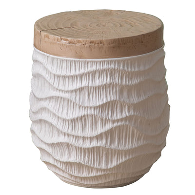Modern Art Deco Round Magnesium Oxide Side Table 1-Tier For Living Room