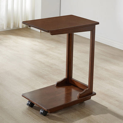 Modern Minimalist Rectangular Rubberwood Movable Side Table 2-Tier For Living Room