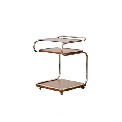 Contemporary Scandinavian Rectangular Glass MDF Iron Movable Side Table 1-Tier For Living Room