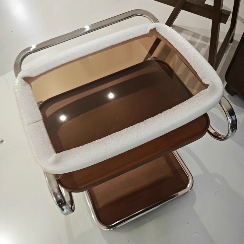 Contemporary Scandinavian Rectangular Glass MDF Iron Movable Side Table 1-Tier For Living Room