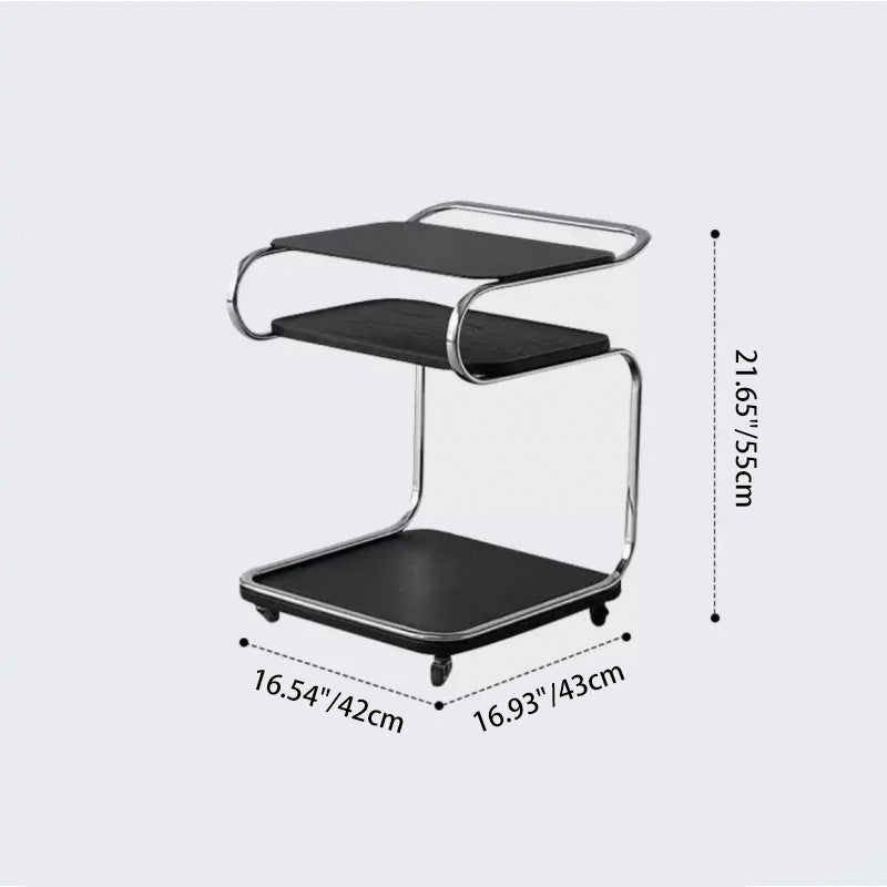 Contemporary Scandinavian Rectangular Glass MDF Iron Movable Side Table 1-Tier For Living Room
