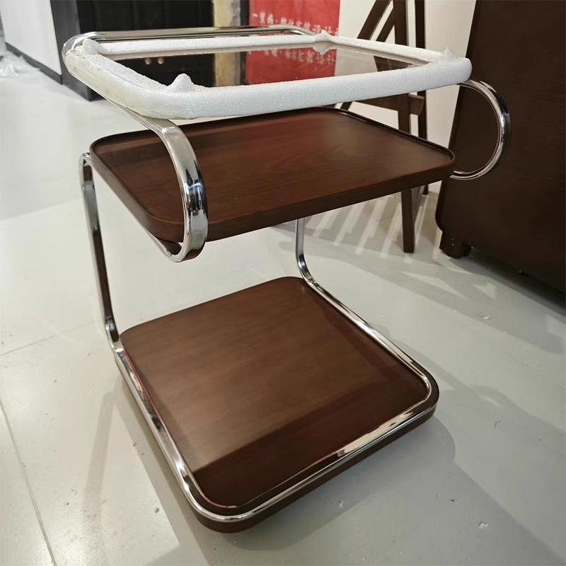 Contemporary Scandinavian Rectangular Glass MDF Iron Movable Side Table 1-Tier For Living Room