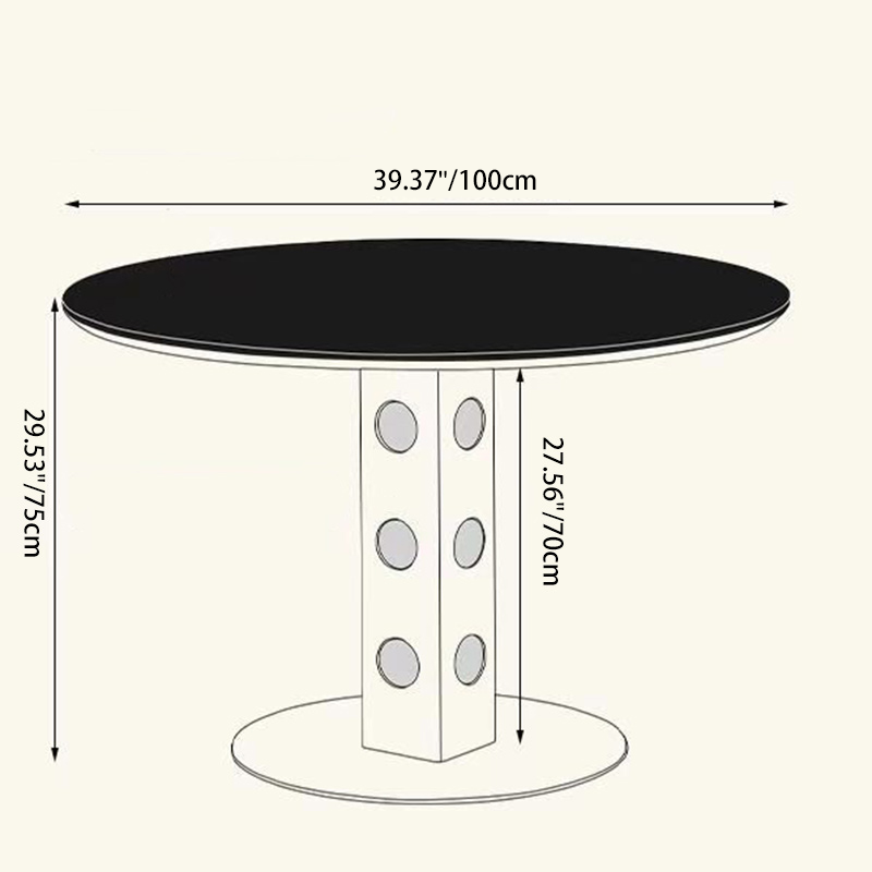 Mesa de Comedor Redonda Minimalista Moderna de Piedra Sinterizada con Madera de Boj y Acero Inoxidable para 4-7 Asientos 
