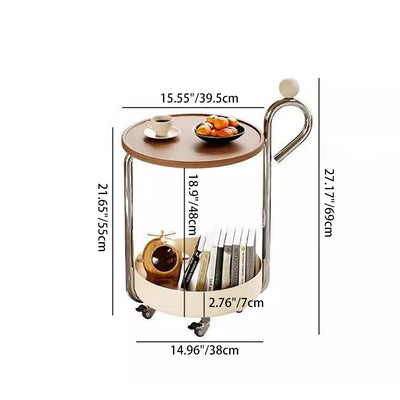 Modern Minimalist Musical Note Shape MDF Iron Movable Side Table 2-Tier For Living Room