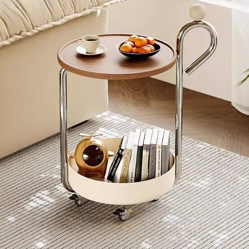 Modern Minimalist Musical Note Shape MDF Iron Movable Side Table 2-Tier For Living Room