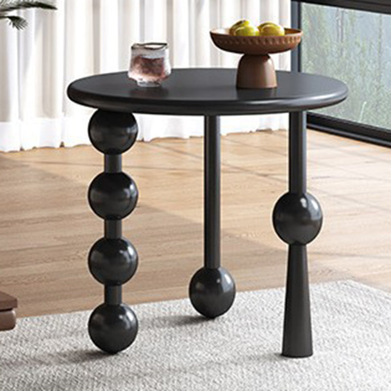 Modern Art Deco Round Solid Wood End Table 1-Tier For Living Room