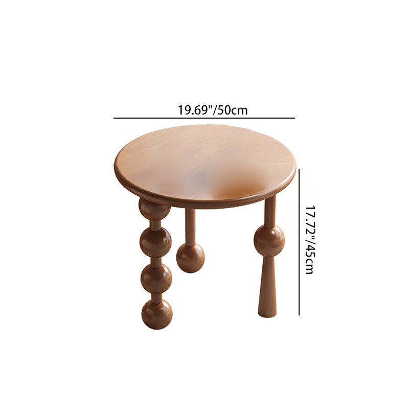 Modern Art Deco Round Solid Wood End Table 1-Tier For Living Room