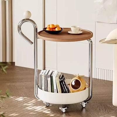 Modern Minimalist Musical Note Shape MDF Iron Movable Side Table 2-Tier For Living Room