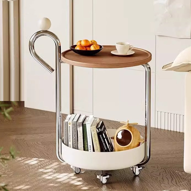 Modern Minimalist Musical Note Shape MDF Iron Movable Side Table 2-Tier For Living Room