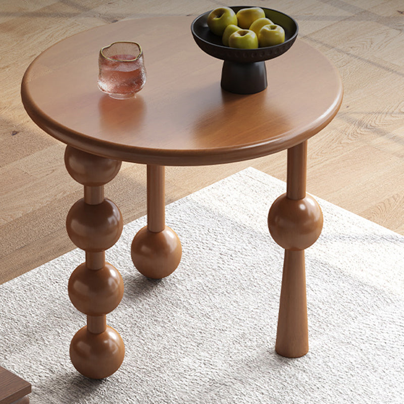 Modern Art Deco Round Solid Wood End Table 1-Tier For Living Room