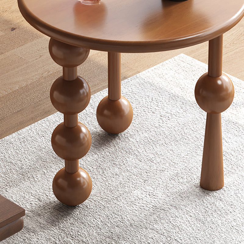 Modern Art Deco Round Solid Wood End Table 1-Tier For Living Room