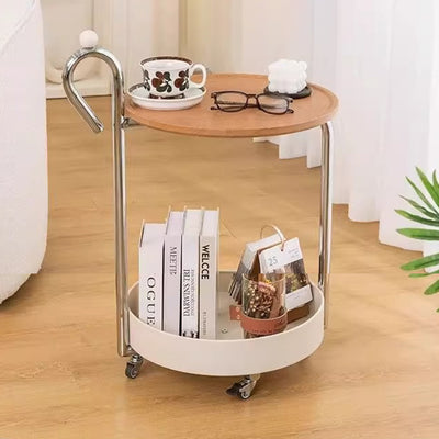 Modern Minimalist Musical Note Shape MDF Iron Movable Side Table 2-Tier For Living Room