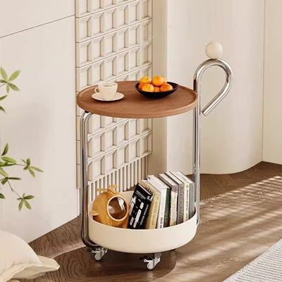 Modern Minimalist Musical Note Shape MDF Iron Movable Side Table 2-Tier For Living Room