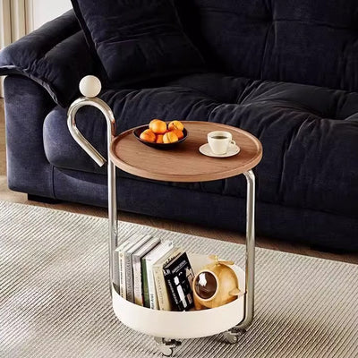 Modern Minimalist Musical Note Shape MDF Iron Movable Side Table 2-Tier For Living Room