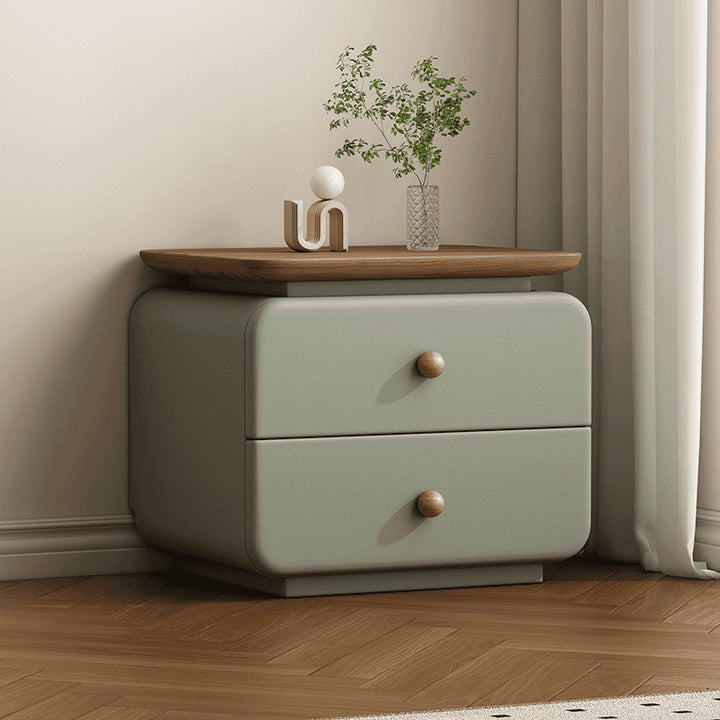 Table de chevet contemporaine scandinave rectangulaire en bois massif, panneau multicouche, similicuir microfibre, 2 tiroirs, pour chambre à coucher 