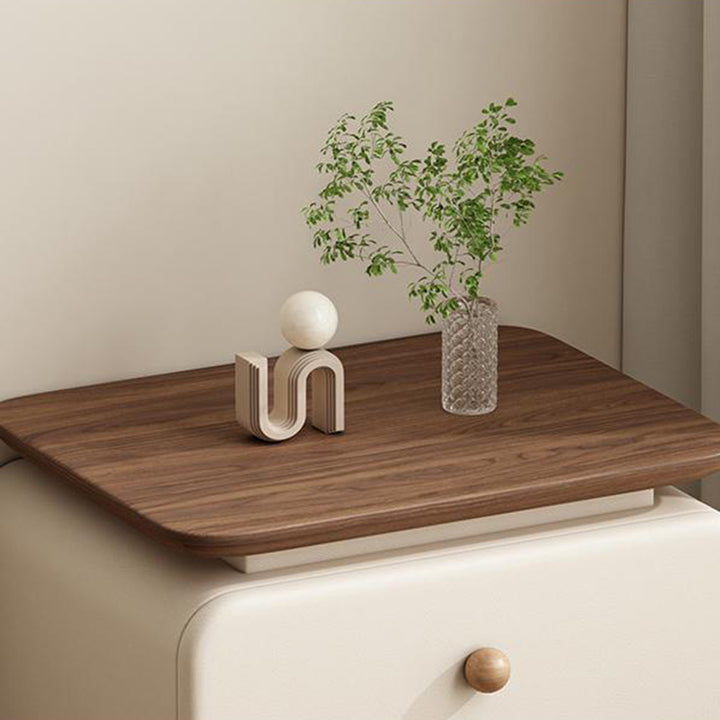 Table de chevet contemporaine scandinave rectangulaire en bois massif, panneau multicouche, similicuir microfibre, 2 tiroirs, pour chambre à coucher 