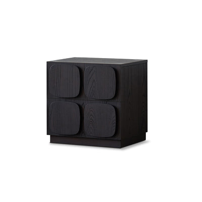 Modern Art Deco Square Rubberwood Stackable Nightstand 2-Drawer For Bedroom